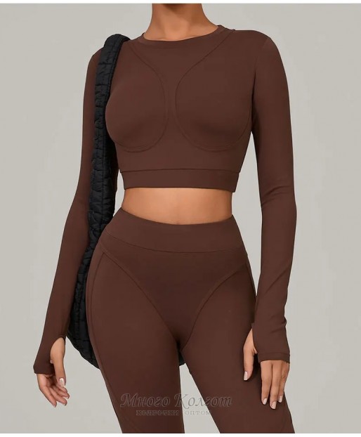 Бесшовный женский фитнес комплект Crop Top + Leggings model 165